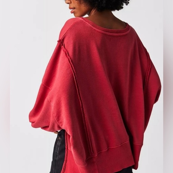 Free People We The Free Camden Sweatshirt in Red Size Medium NWOT - Picture 6 of 16